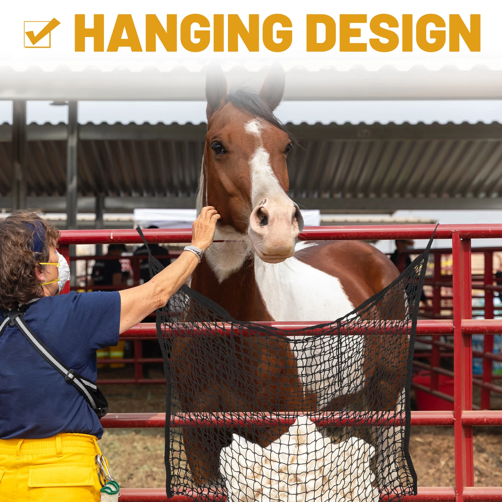 

Horse Hay Bag 120x90cm Black Hanging Storage Pouch Equestrian Supplies Slow Feeder Nets Animals Dry Straw Pet Accessories