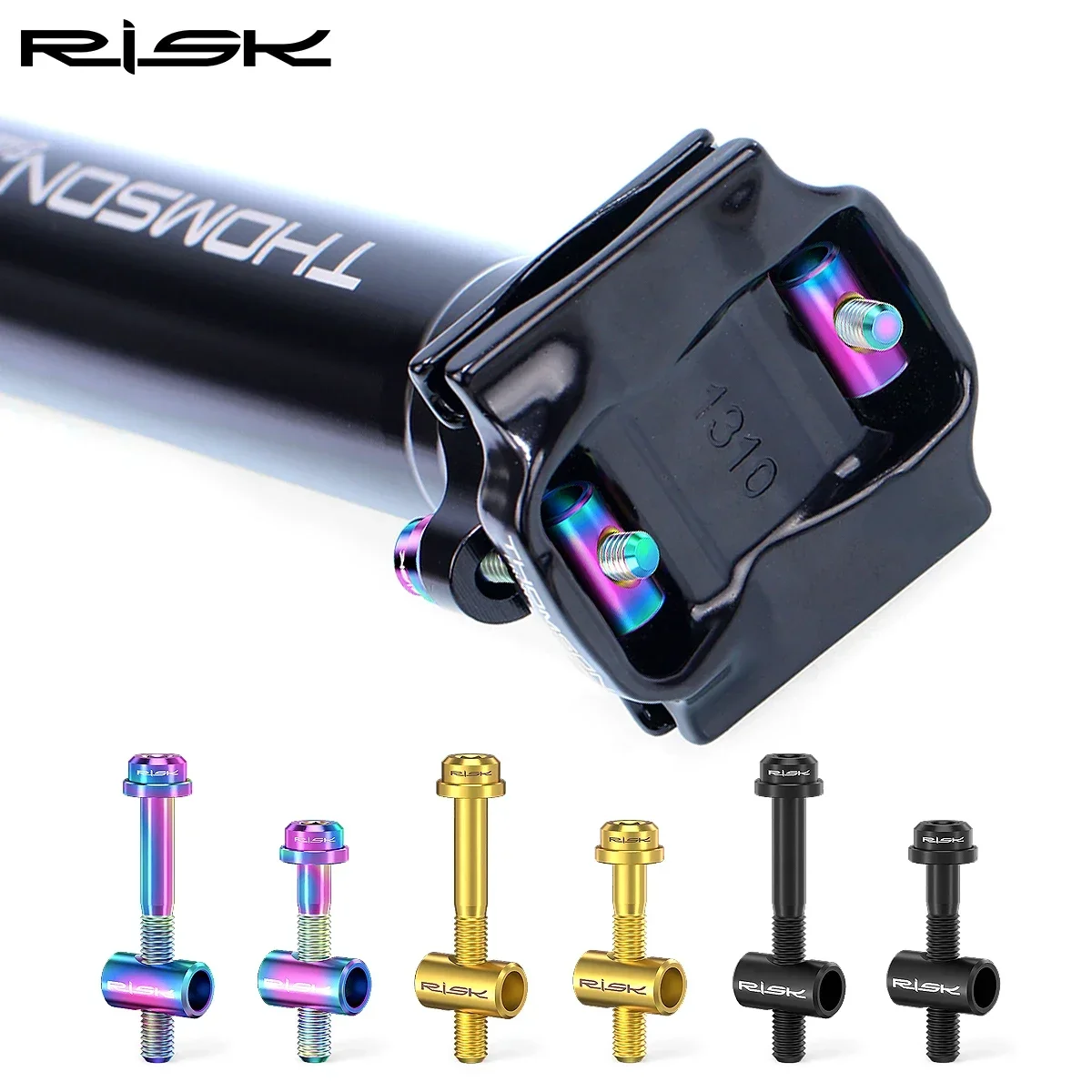 RISK 2pcs M5x30/40mm Titanium Alloy Bicycle Seat Post Fixing Bolts MTB Mountain Road Bike Seatpost Saddle Fixed Screws