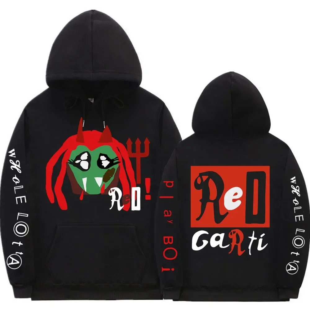 Hip Hop Men Women Harajuku Oversized Streetwear Rapper Playboi Carti Music Album Whole Lotta Red Hoodie Mens Casual Sweatshirts