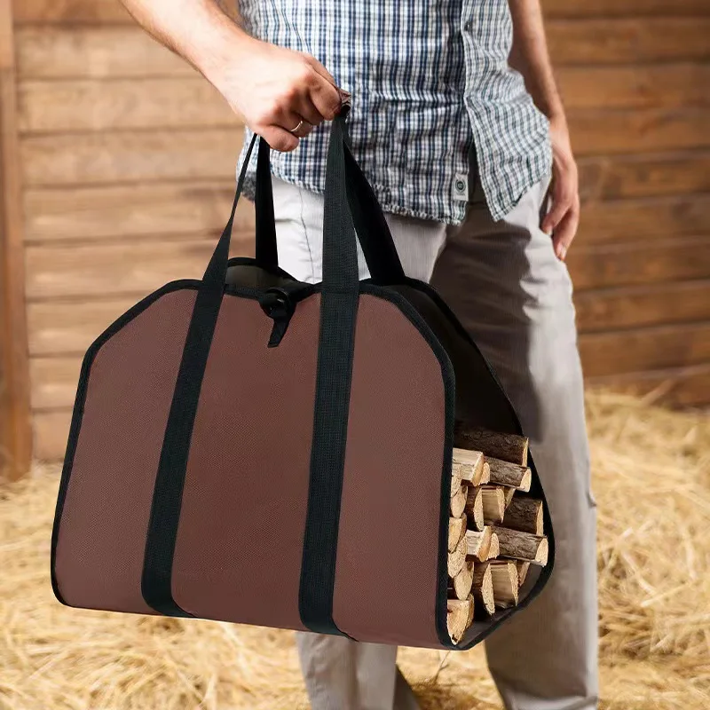 Portable Durable Firewood Storage Bag Sturdy Buckle Easy To Carry Outdoor Camping Firewood Holder Wood Carry Bag