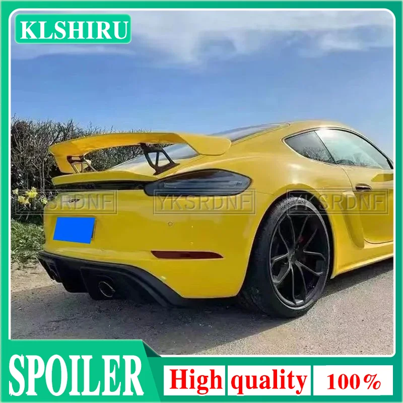 Rear Trunk Spoiler Wing For Porsche Boxster Cayman 718 981 987 New GT4 Rear Trunk Big Spoiler Lip Wing Carbon Fiber / FRP Black