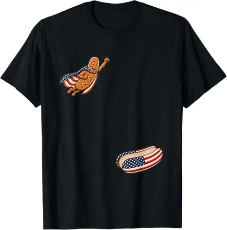 George Washington Glizzy USA Lustiges Hotdog-T-Shirt zum 4. Juli Y2k Humor BBQ Steak Hot Dog Würstchen Grafik-Bekleidung Grill-Comic – Detail 11