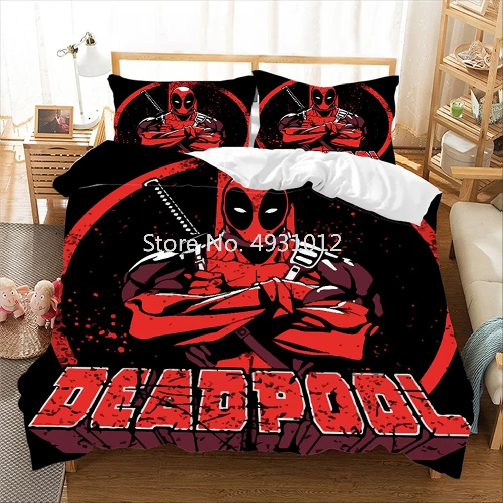 Disney-Juego de ropa de cama con estampado 3D de Deadpool, edredón de poliéster personalizado, chaqueta, funda nórdica de dibujos animados, decoración de dormitorio, Queen y King