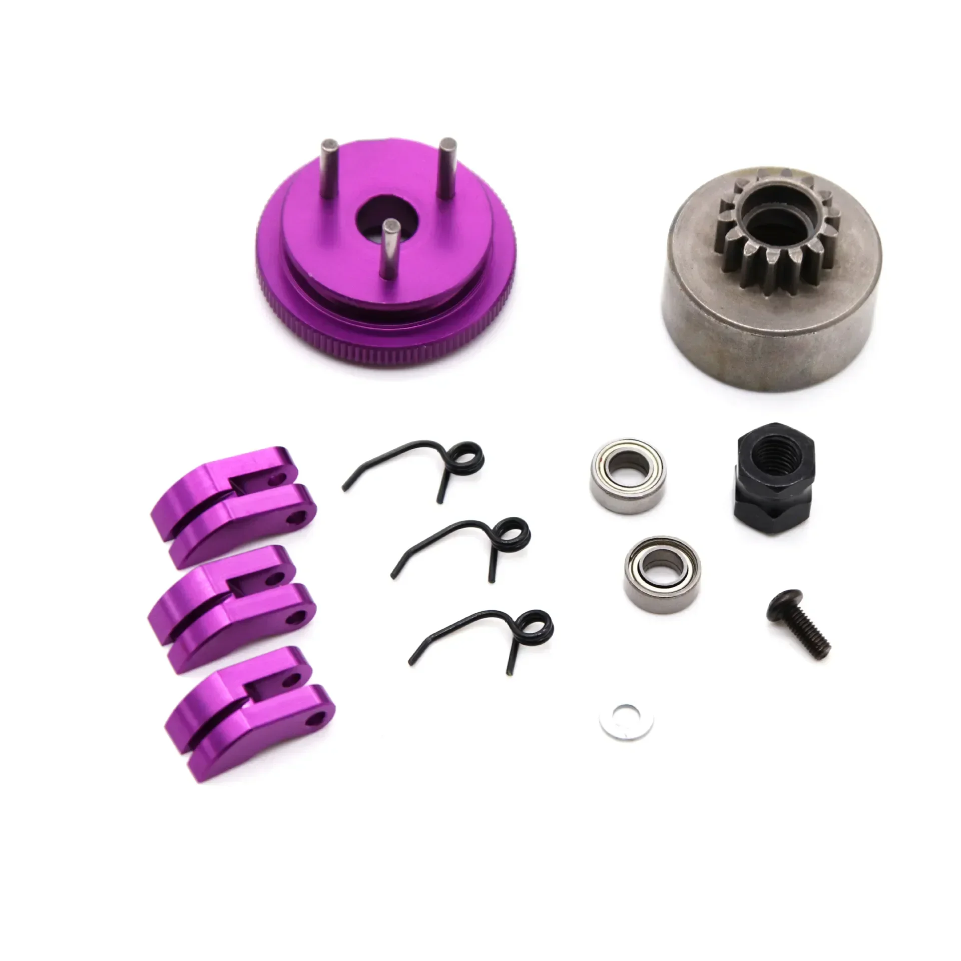 

14T Gear Flywheel Assembly 1/8 RC Car Bearing Clutch Bell Shoes Nut Springs Parts Accessories