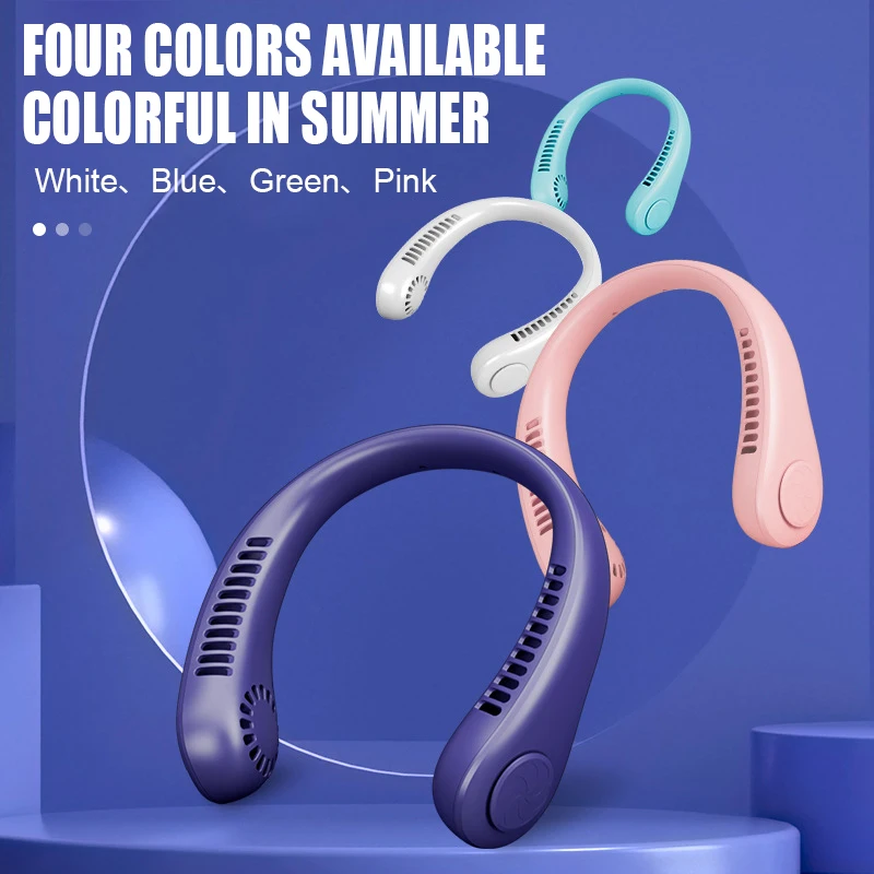 แขวนคอพัดลม USB Bladeless พัดลมเงียบสายคล้องคอสวมใส่ Cooling กลางแจ้ง