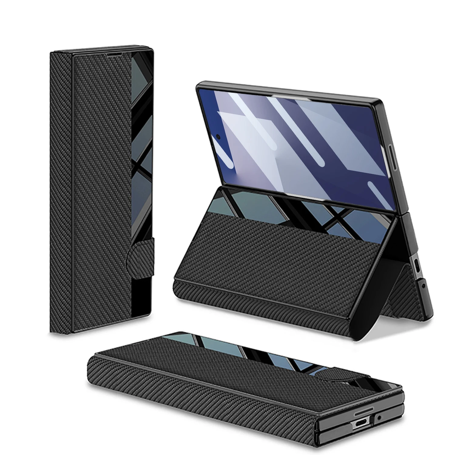 

Luxury Leather Flip Case For Samsung Galaxy Z Fold 7 Wallet Card Slot Cover and Screen Glass film,Magnetic wireless charging