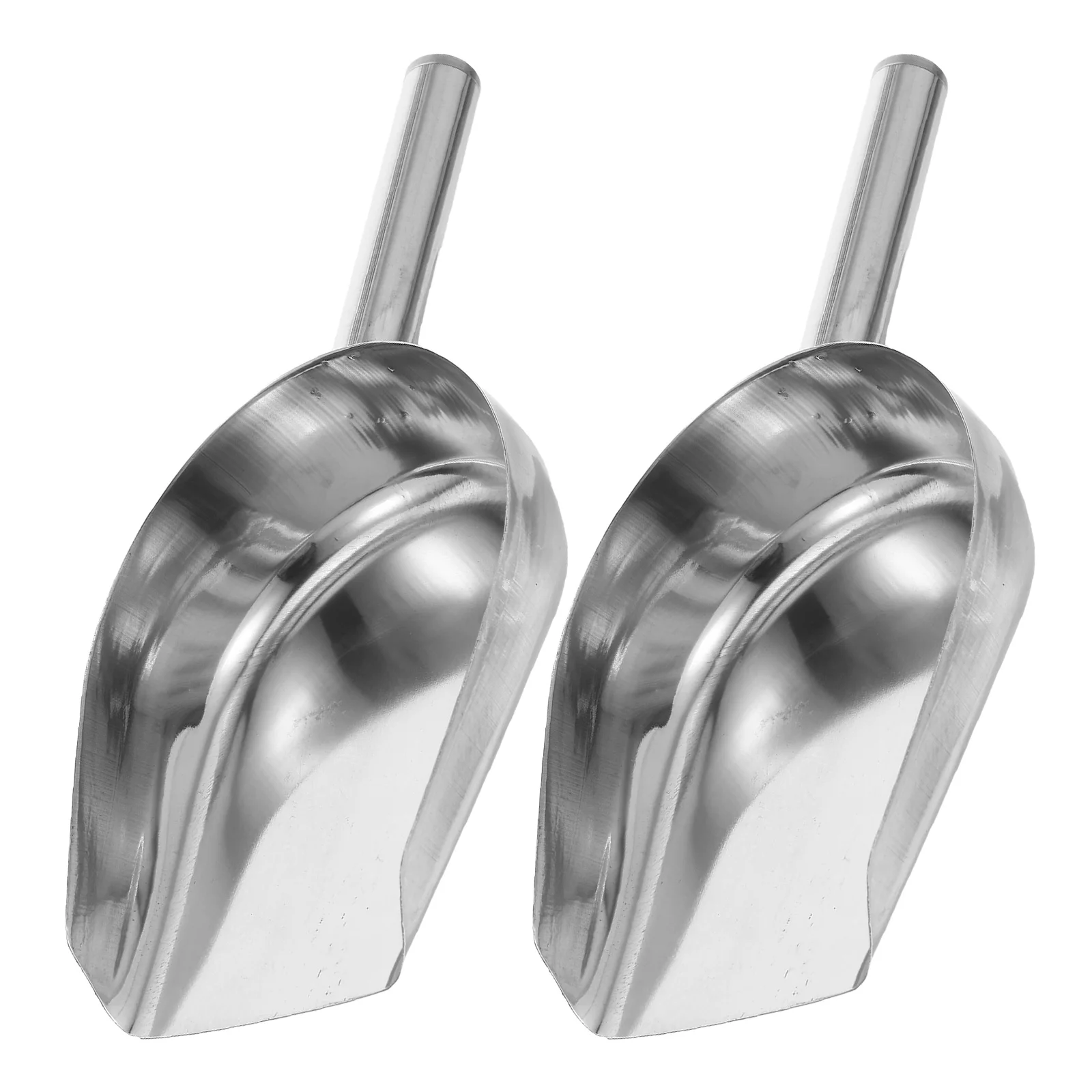 

2pcs Stainless Steel Ice Shovel Smooth Polished Kitchen Home Bar Multi-Use Bean Nut Candy Scoop Flour Sugar Coffee Dried Food