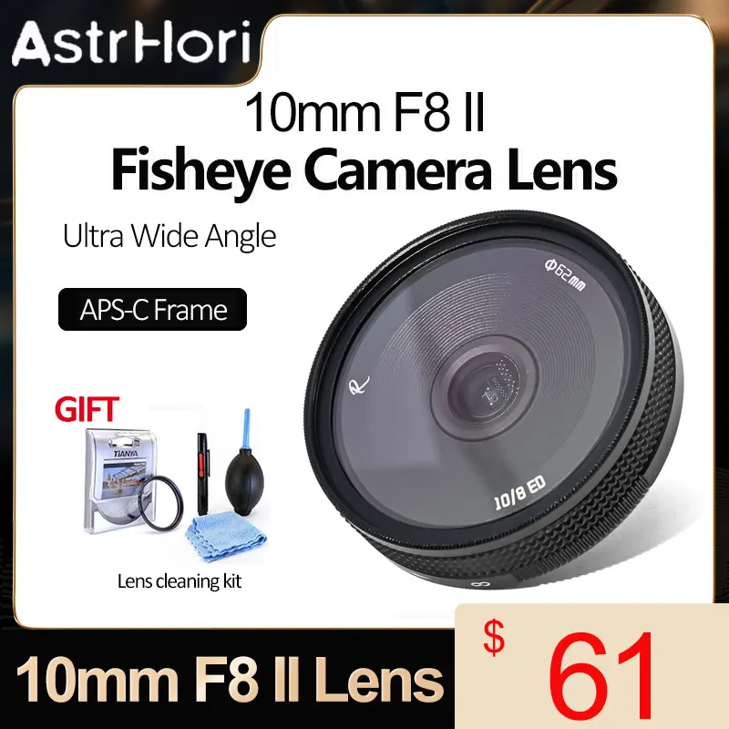 

AstrHori 10mm F8 II Ultra Wide Angle Fisheye Lens APS-C Manual Prime Camera Lens for Sony E Nikon Z M4/3 Fuji X L Mount Camera