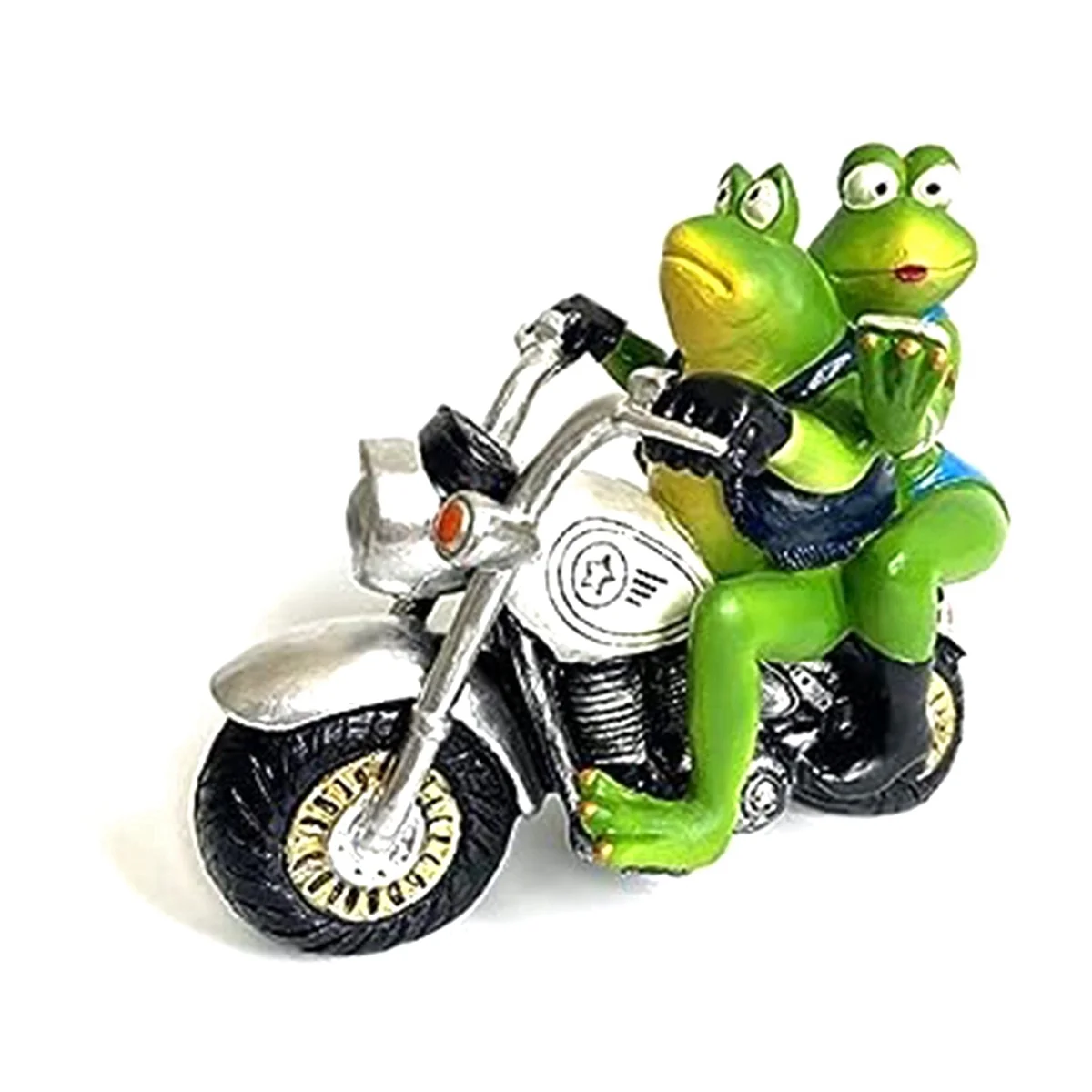 Frog Motorcycle Resin Frog Couple Riding on Motorcycle Figurines Frog Figurine Decor Resin Frog Gifts Garden Frog Decor