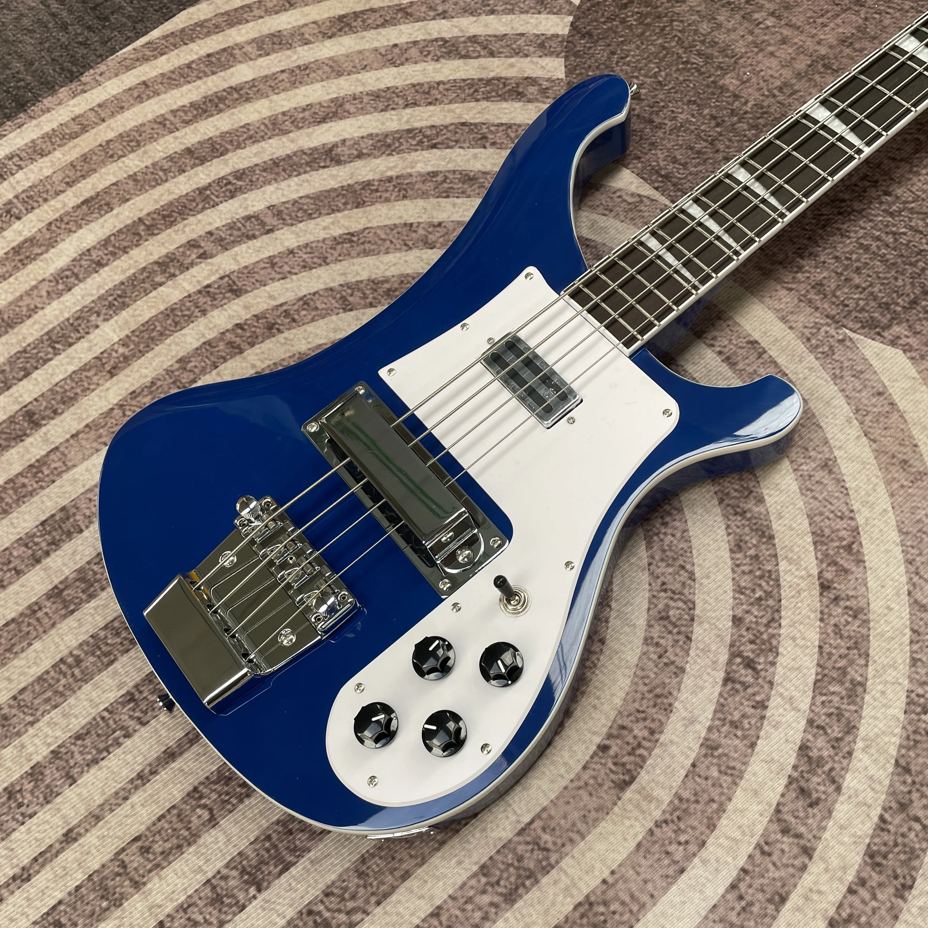 

Темно-синяя бас-электрогитара 4003, 4 струны, корпус из цельного дерева, белая накладка, бесплатная доставка