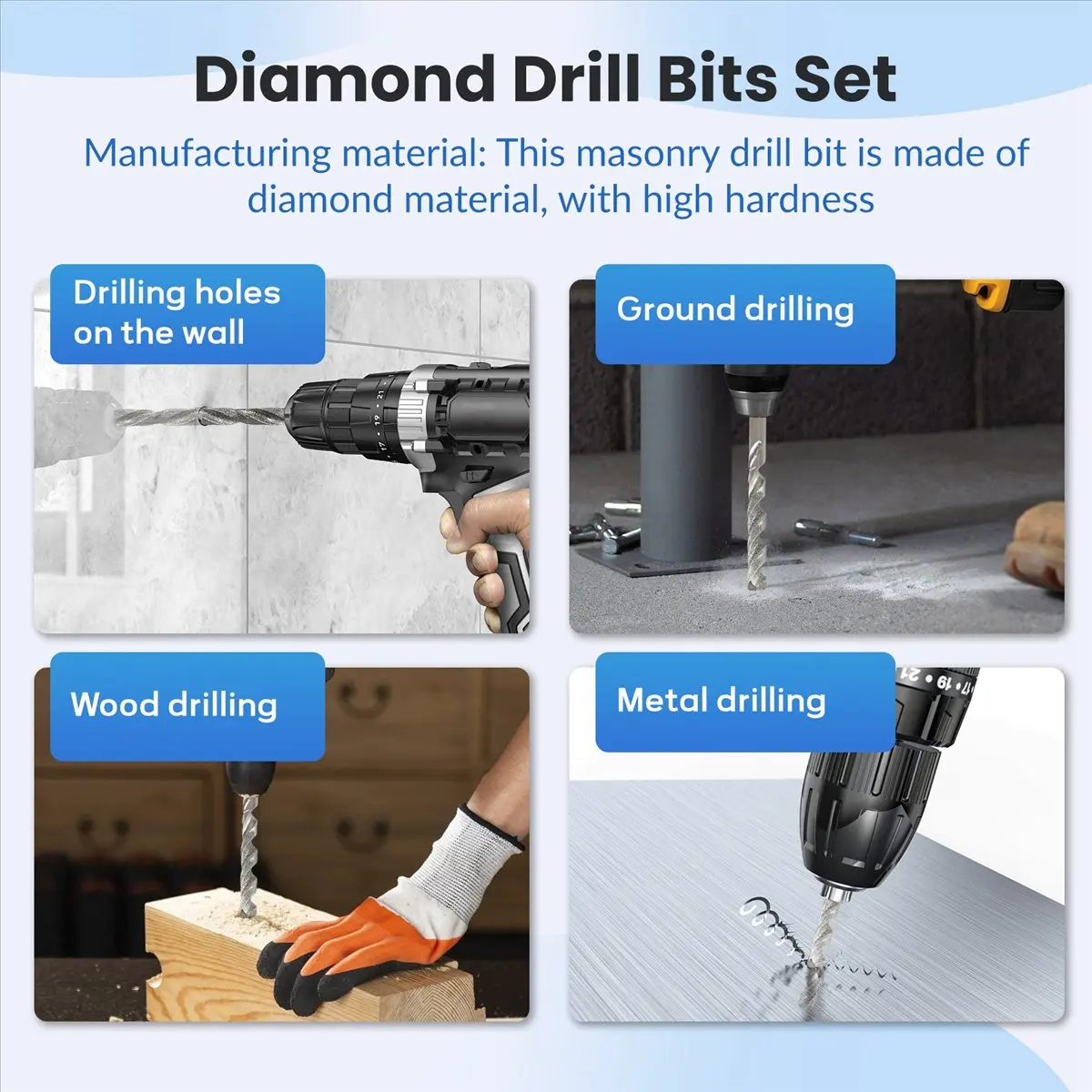 

Набор сверл Delighted-10 шт., сверла с поворотным наконечником, сверхмощный мини-набор сверл для стеклянной плитки