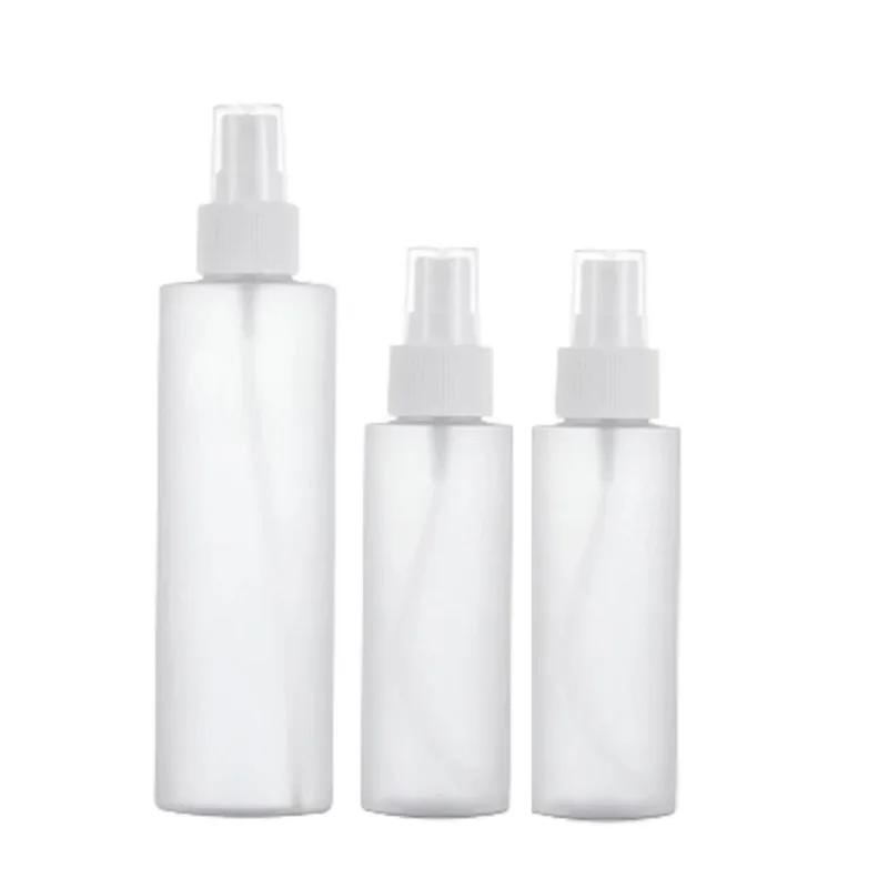 

25Pcs Empty Frosted Plastic Mist Spray Bottle White Pump Clear Cover 100ML 150ml 200ML Cosmetic Packaging Refillable Bottles