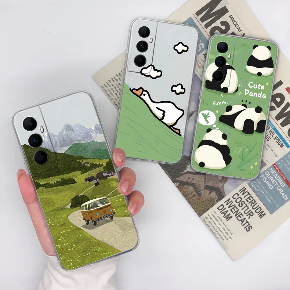 حافظة شفافة لـ Realme ، Oppo ، Realme C 65 ، 4G ، 5G ، تبو ناعم ، سيليكون ، مقاوم للصدمات ، واقيات الهاتف ، ملونة