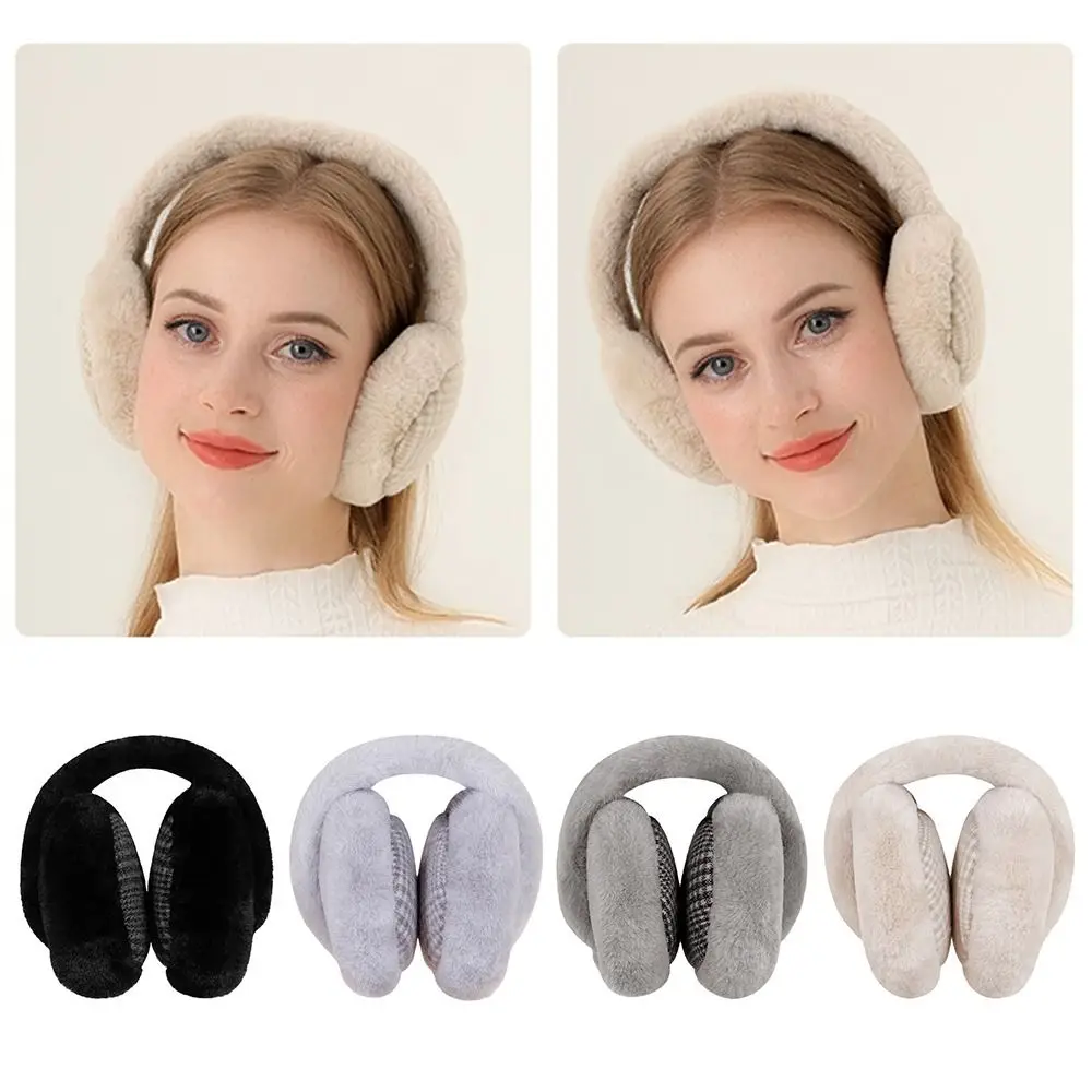 Cache-oreilles portable pour femme, protection contre le froid, pliable, garde au chaud, cache-oreilles en peluche, bonnet coupe-vent