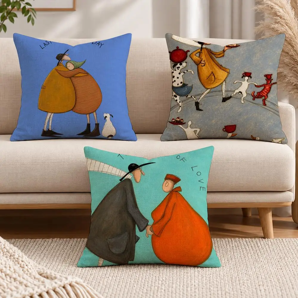 Artist British S-Sam Toft Cushion Cover Soft Short Cover Washable Sofa Bed Dorm Garden Home Office Chair Decor