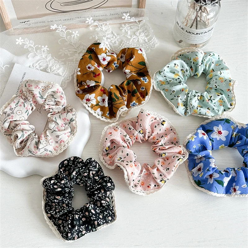 Floral Hair Accessories For Girl Brand Women Lace Hair Tie Lady Scrunchies Female Ponytail Hair Holder Rope SE014