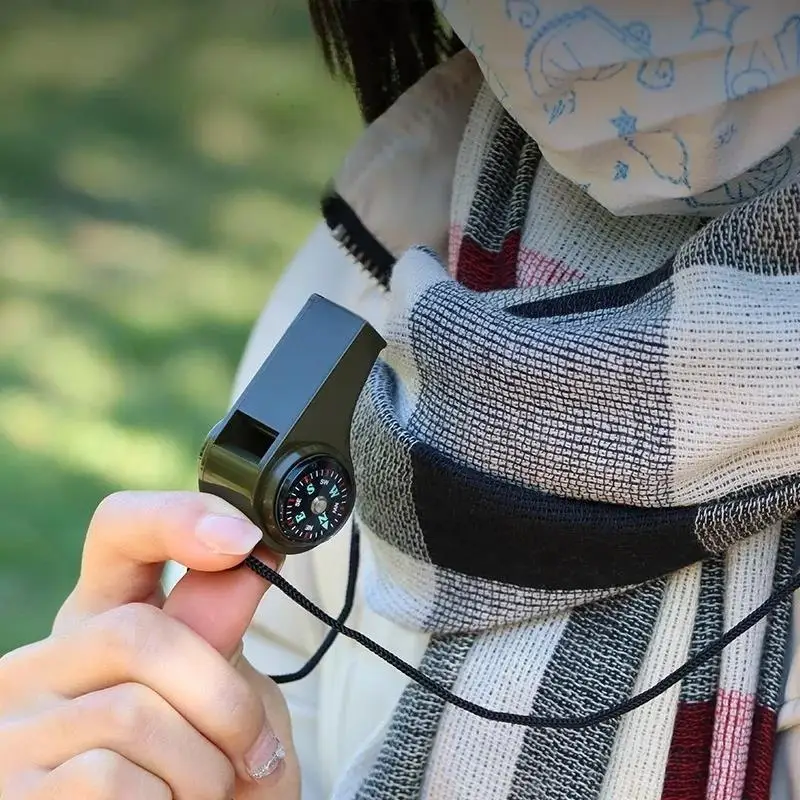 3 in 1 Sopravvivenza di emergenza Fischio Bussola Termometro Arbitro Cheerleader Fischio Articoli sportivi Escursione di campeggio All'aperto 2027