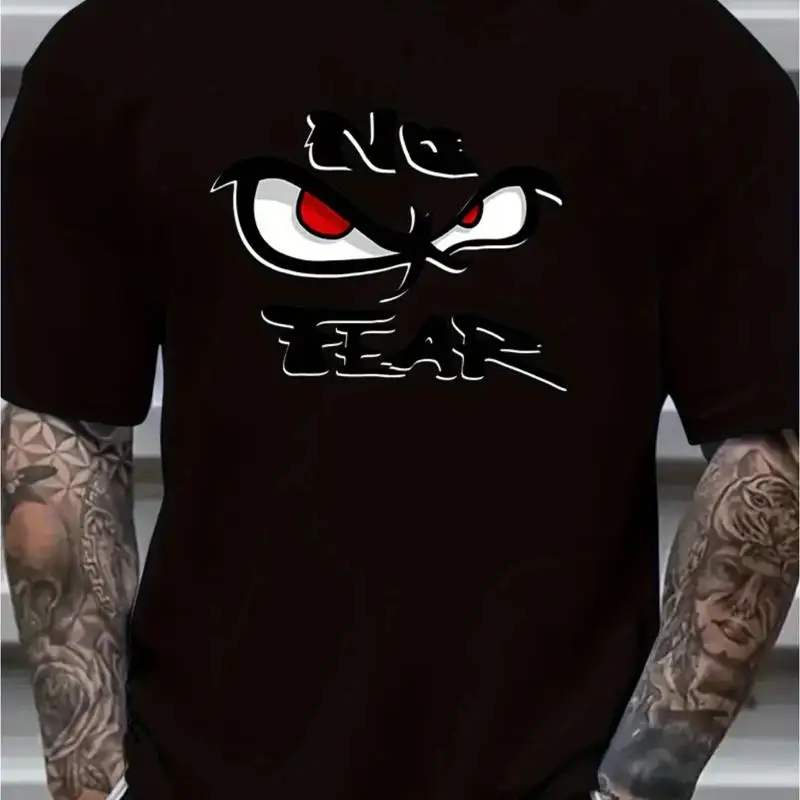 Camiseta con estampado NO FEAR para hombre, 100 algodón, estilo callejero informal, manga corta ò