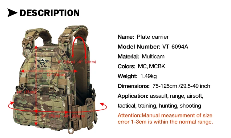 YAKEDA Chaleco táctico exteriores ajustable para caza y Airsoft - imagen 3