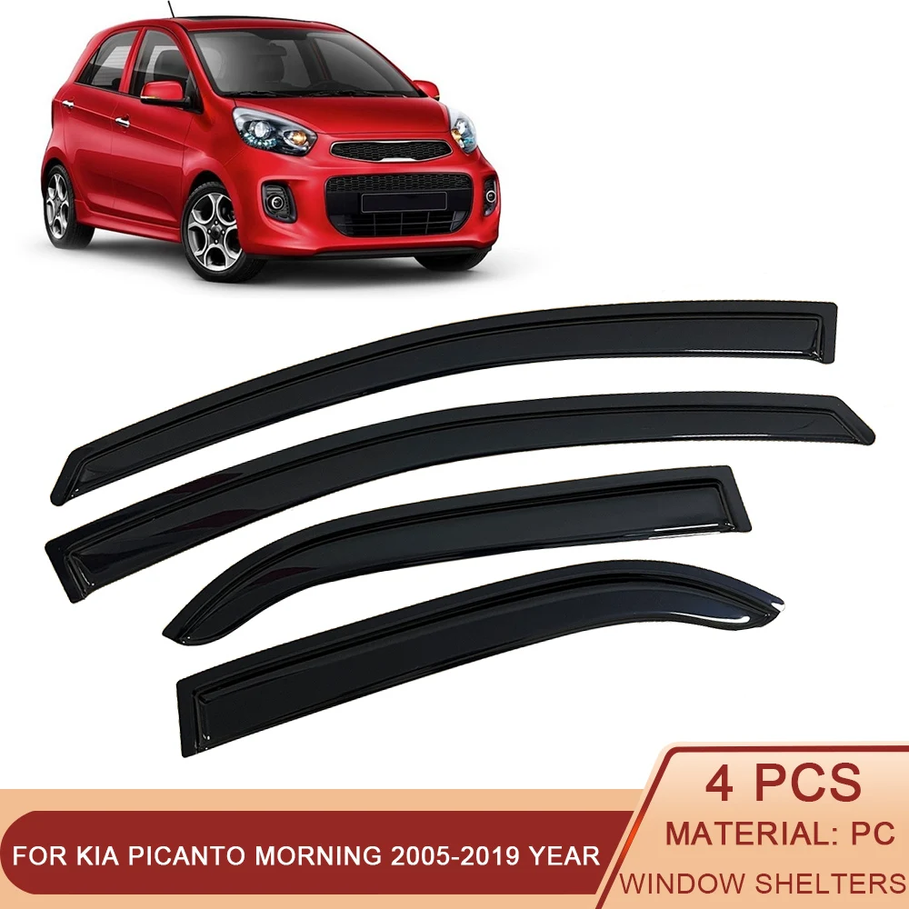 

Для Kia Picanto Morning 2005-2017 авто черный тонированный козырек на боковое окно автомобиля, вентиляционные навесы, навесы, защита от дождя, дверной вентилятор