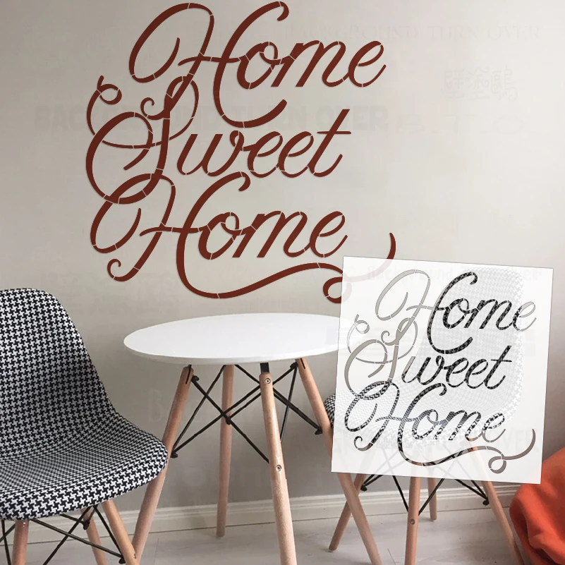 51cm - 91cm Stencil Wall For Painting Decor Template Furniture Makers Putty Sweet Home Lettering Phrase Quote Calligraphy S579