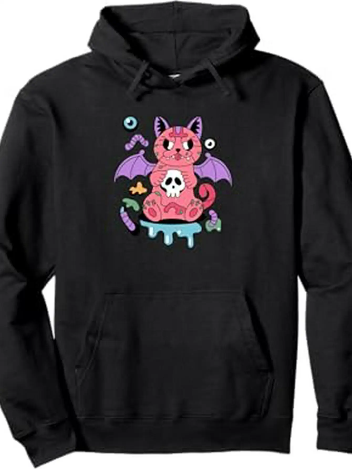 

Gothic Bat Graphic Print Autumn and Winter Men's and Women's Hoodies Casual Loose Outdoor Street Sports Training Brand Fashion