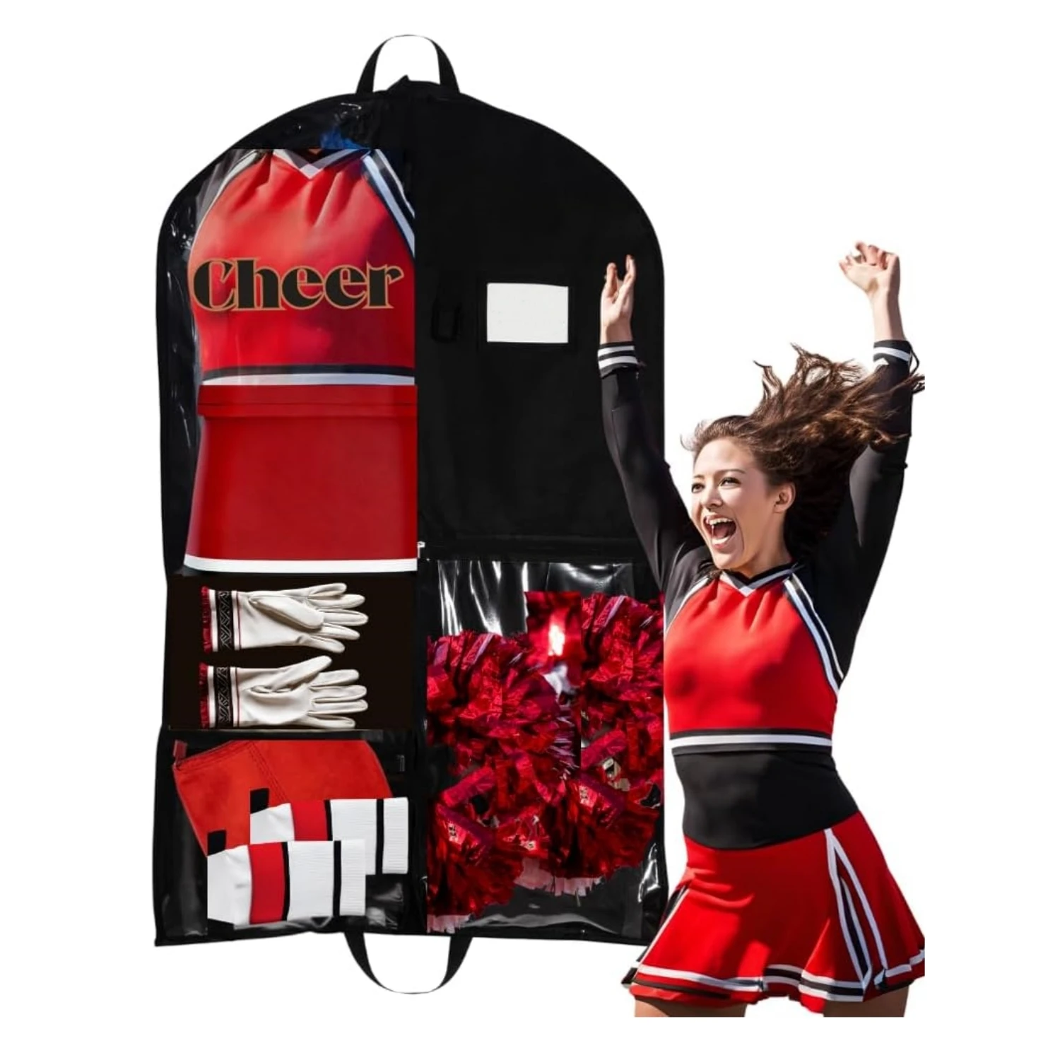 40” Waterproof Hanging Garment Bag with Accessory Pockets Foldable Clothes Dust Cover for Clothes Storage,Dance Costumes,Sports
