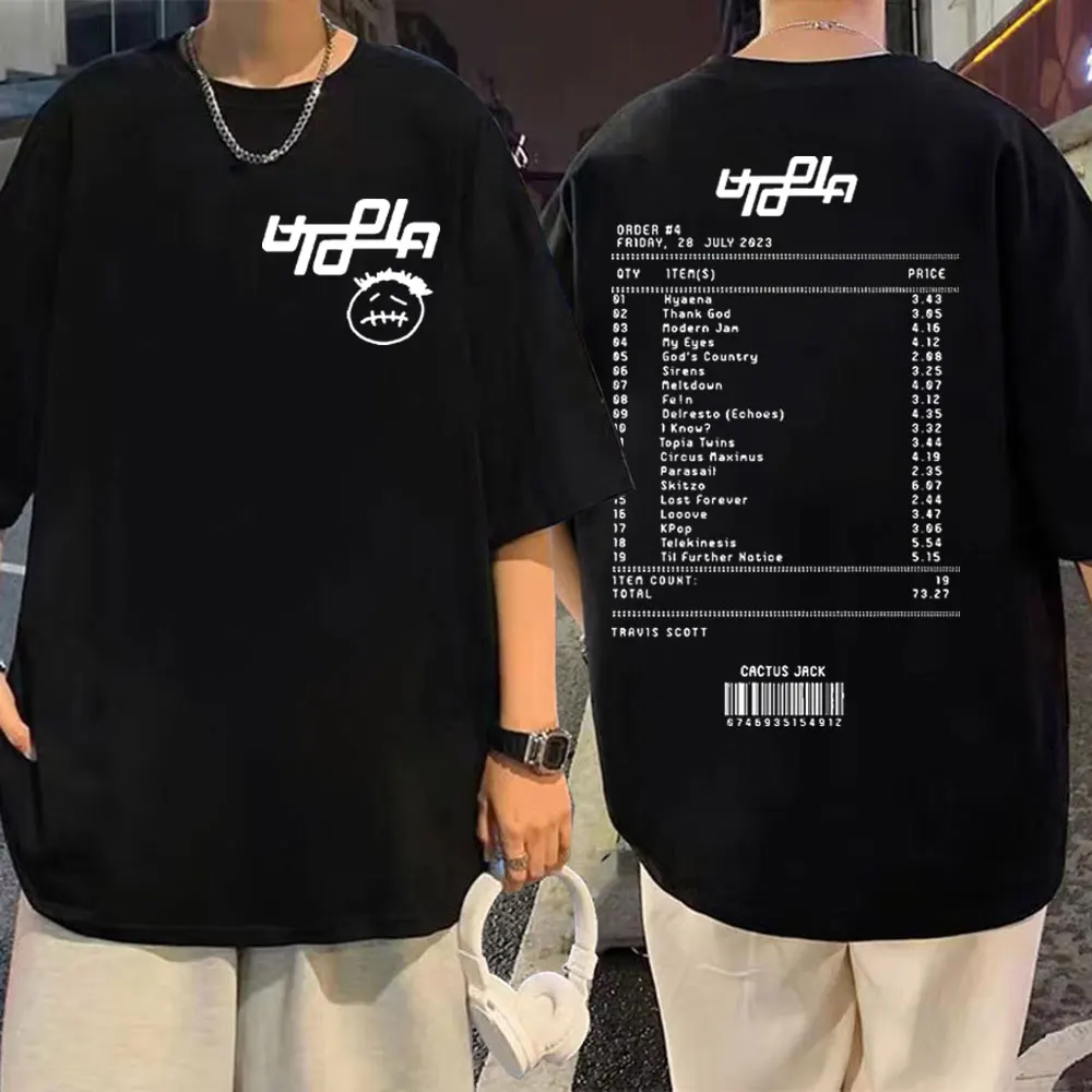 

Rapper Cactus Jack Latest Album Utopia T Shirt Men Women Fashion Trend Print T-shirt Summer Hip Hop Vintage Oversized T-shirts