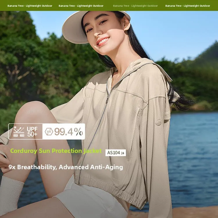 

Bananain AS04 Women's Lightweight Breathable UV Protection Jaet Summer Faionable Sunscreen Clothing V-Ne Long Sve Z...