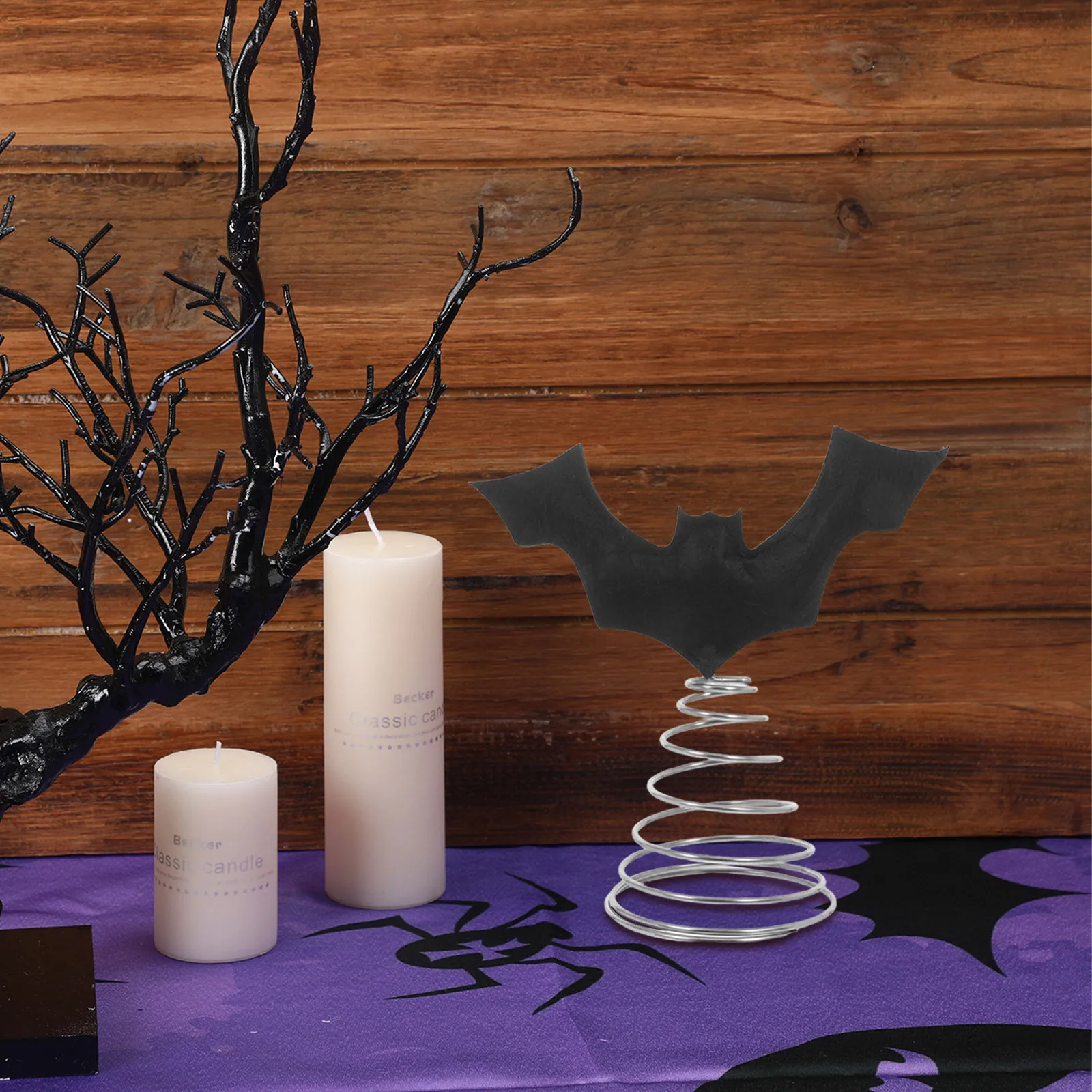 

Halloween Bat Tree Topper Black Rustic Metal Ornament for Haunted House Party Photo Booth Props and Home Decorations