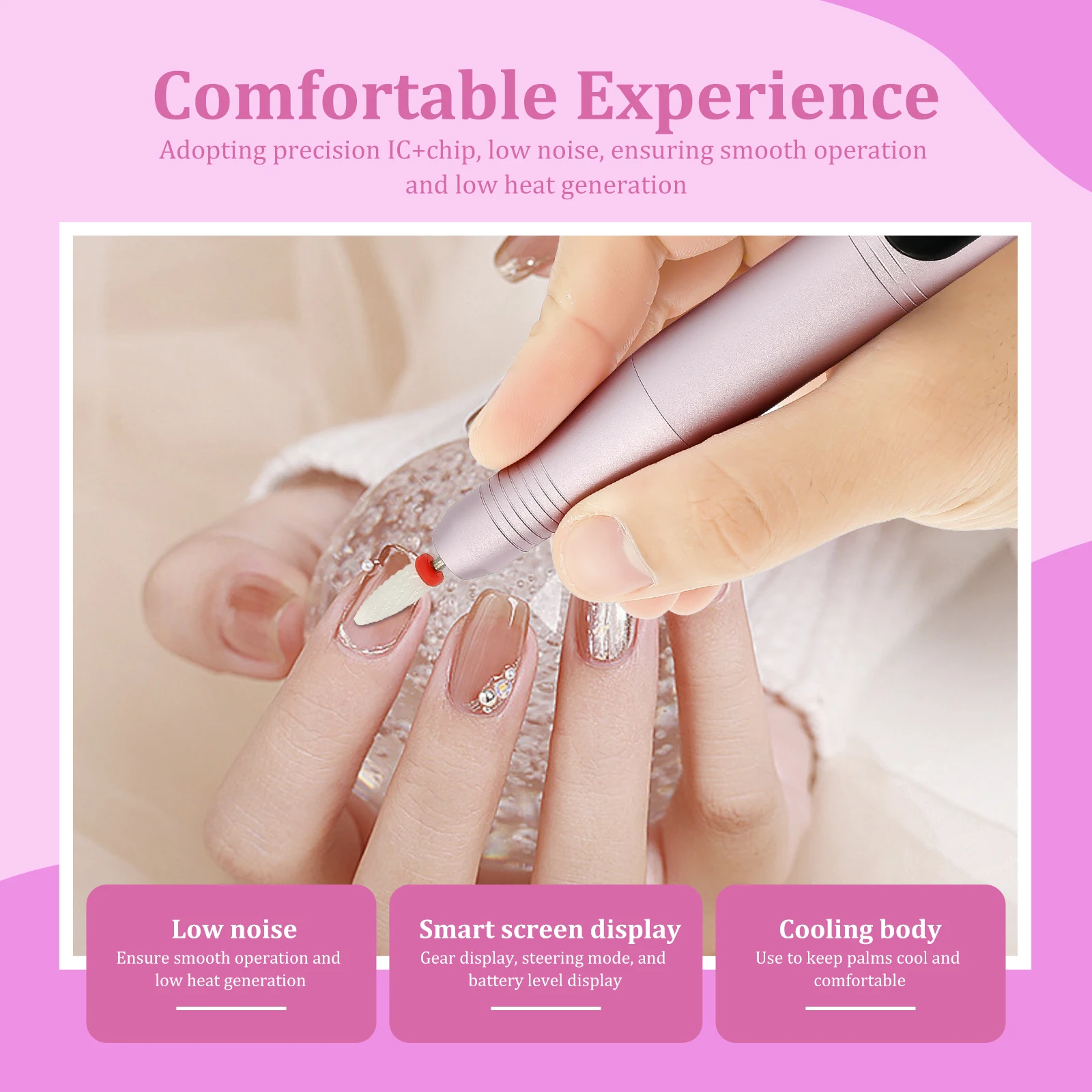 آلة حفر الأظافر الكهربائية القابلة لإعادة الشحن المهنية 35000 دورة في الدقيقة ملف ساندر الأظافر لأداة تلميع تقشير صالون الأظافر #2