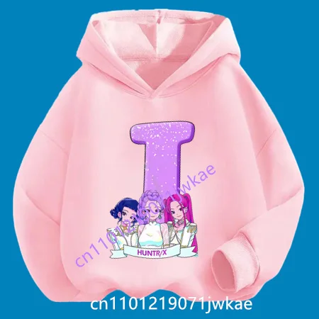 

KPop Demon Hunters 26 Letter Hoodie for Children Birthday Figure Top Boys Girls Clothes Cartoon Sweatshirt Kids Clothing Gift