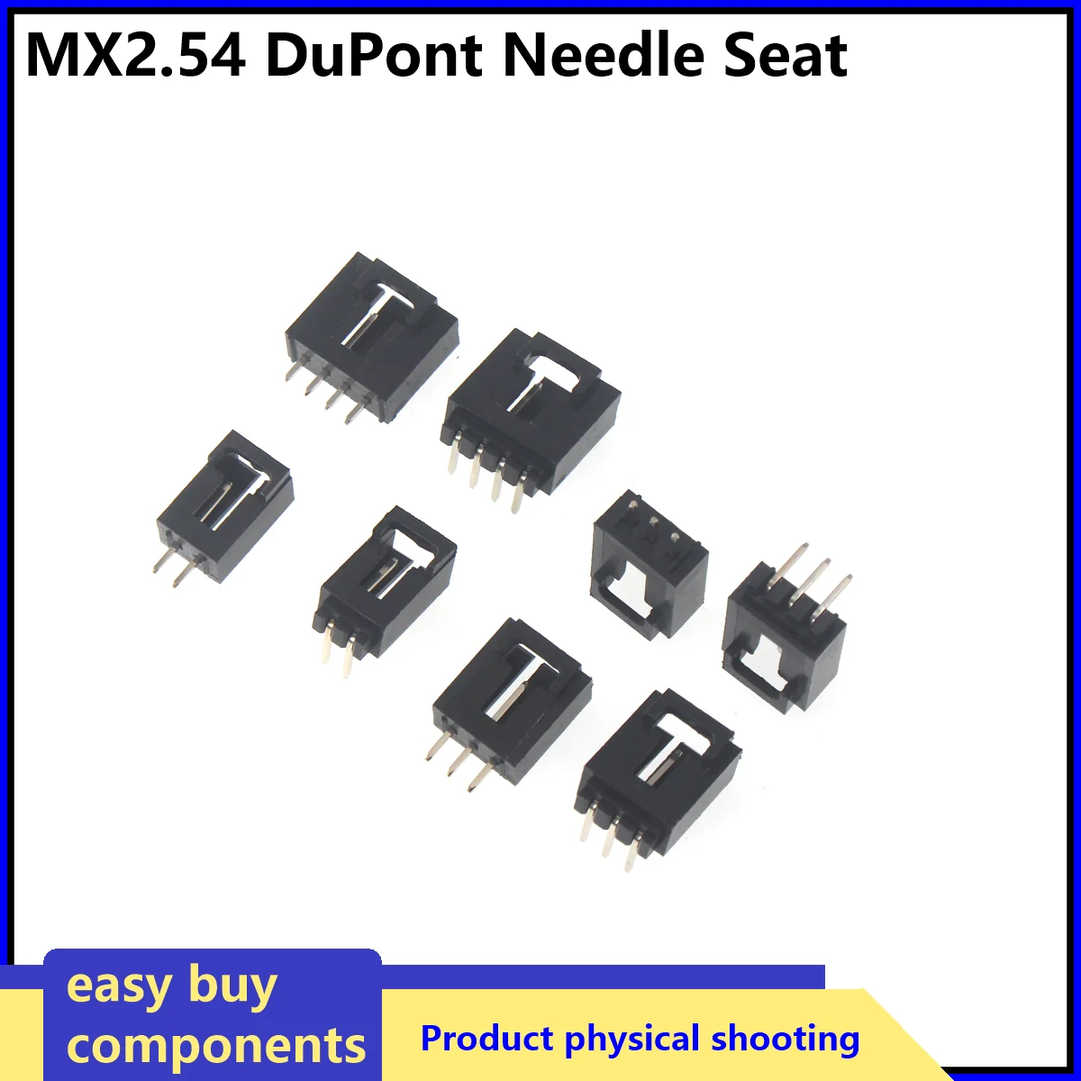 10PCS Dupont Connector MX2.54 Single Row With Belt Buckle 2.54MM Straight Pin Header Curved Pin Header 2P 3P 4P 5P 6Pin