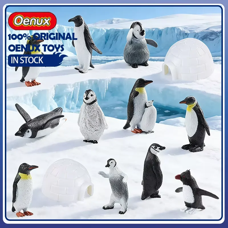 Oenux Simulation Model Action Figures, Polar Penguin Polar Bear Seal Husky Dolphin Beluga Whale Realistic Dolls Collectible