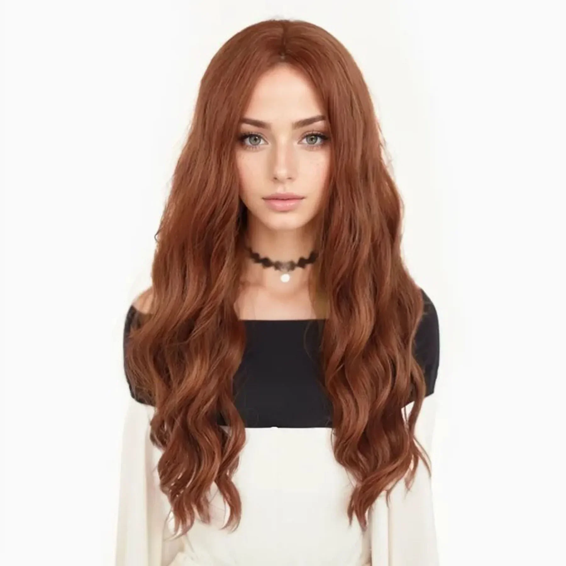 Synthetic Red Long Hair Scarlet Witch Wanda Maximoff Cosplay Wigs for Women Middle Part Wig Curly Wavy Wig Natural Looking Party - Image 2