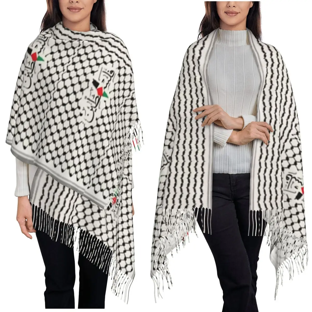 

Hatta Kufiya Folk P-Palestinians-S Scarf Tassel Scarves for Women Soft Warm Shawls and Wraps Large Fall Winter Shawl Wrap