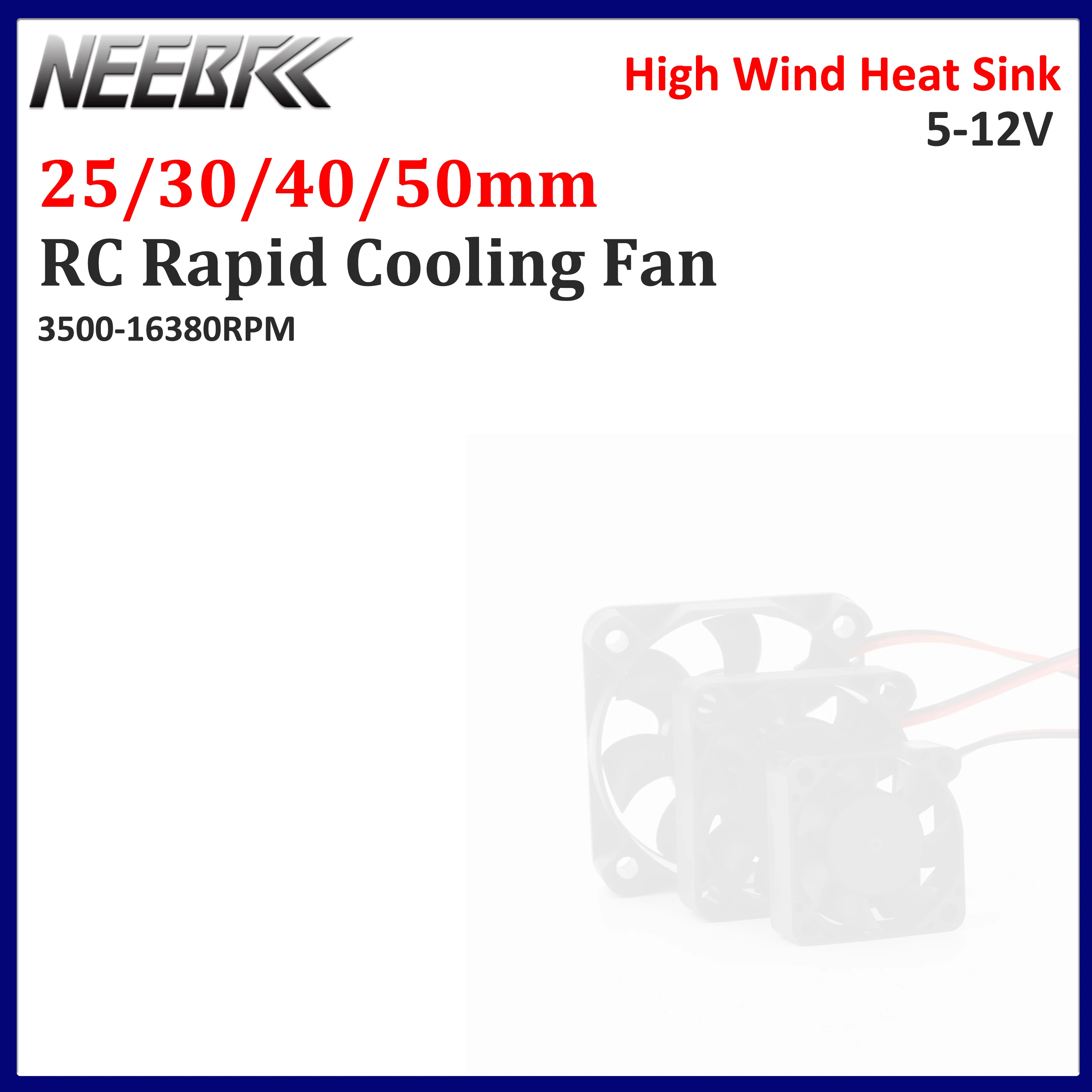 

25/30/40/50mm RC Rapid Cooling Fan High Wind Heat Sink 5-12V DC 3500-16380RPM 36/42mm Motor 30/60/120/150A ESC RC Car Model Part