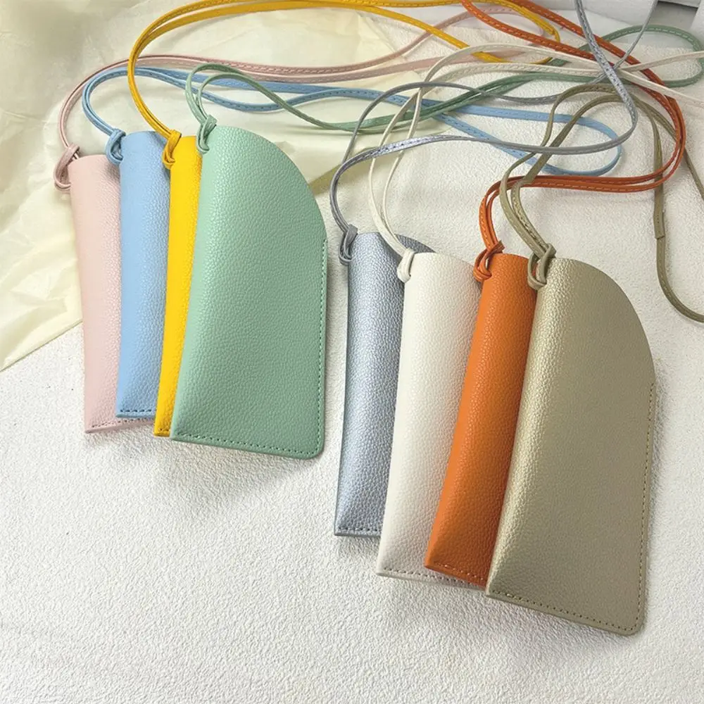 

Hanging Neck PU Leather Glasses Bag Eyewear Protector Case Sunglasses Pouch Glasses Storage Bag Korean Style Pendant