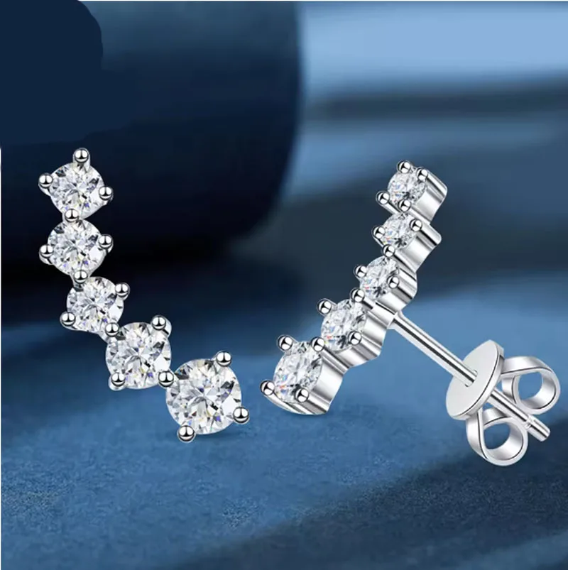 

Серьги-гвоздики с муассанитом настоящего цвета D, стерлинговое серебро 925 пробы, сверкающие серьги-гвоздики с улыбкой для женщин, ювелирные изделия, подарок Oorbellen