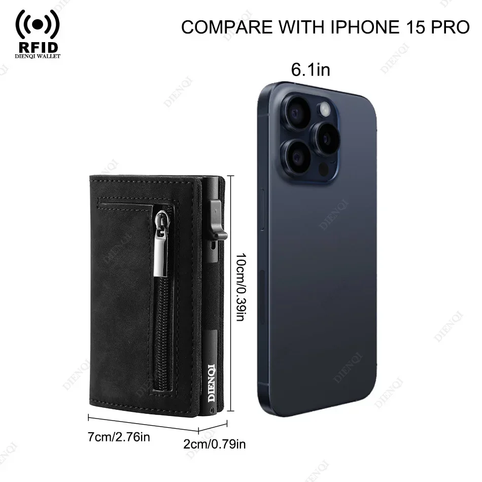 ที่ใส่นามบัตร อุปกรณ์สำนักงาน ที่ใส่บัตรเครดิต กระเป๋าสตางค์ผู้ชายสีดำหรูหรา RFID แบบป๊อปอัพ บางเฉียบ คาร์บอนไฟเบอร์