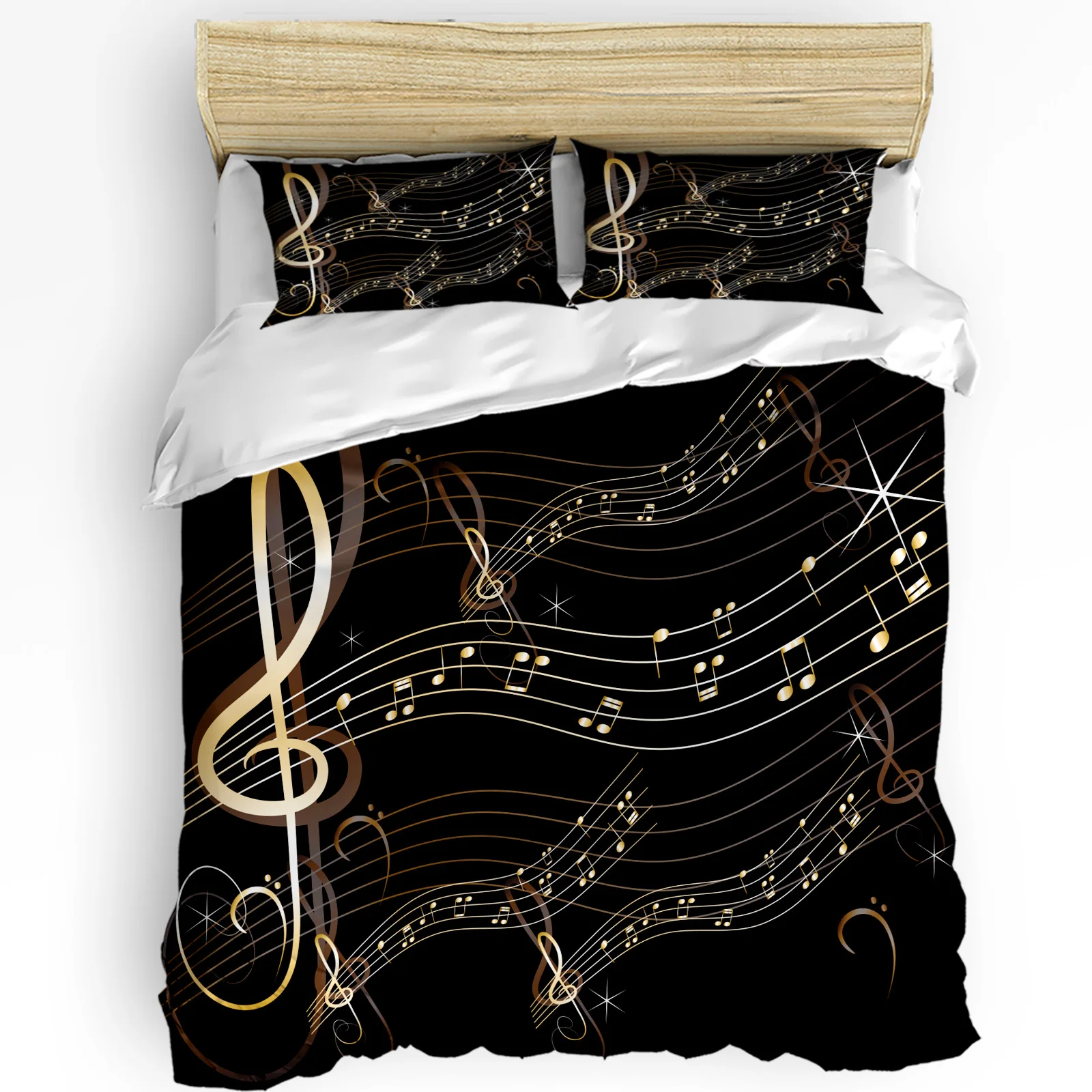 

Music Notes Black Bedding Set 3pcs Boys Girls Duvet Cover Pillowcase Kids Adult Quilt Cover Double Bed Set Home Textile