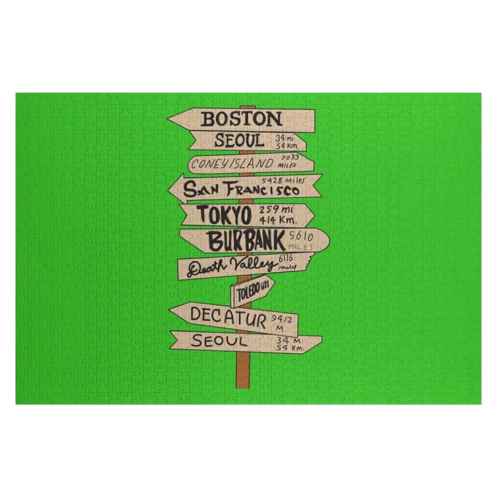 Mash Location Signpost25 Jigsaw Puzzle Wooden Boxes Personalized Child Gift Game Children Puzzle