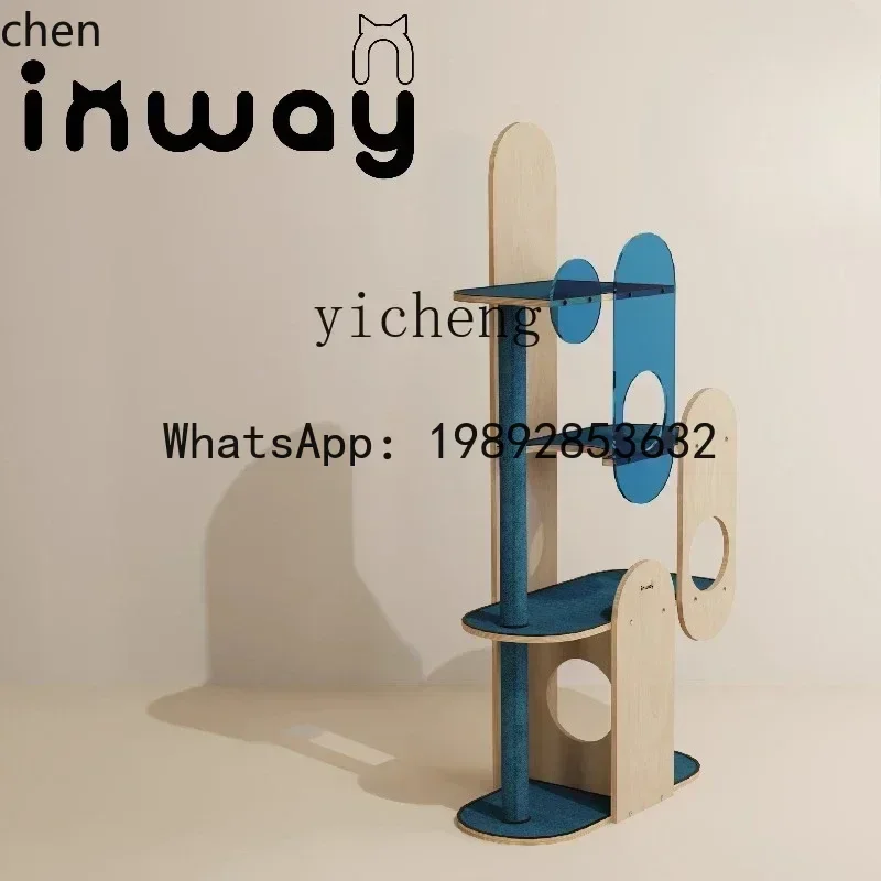Kratka dla kota HT, wieża z kołyszą, platforma do skakania, solidne gniazdo, platforma panoramiczna, mała, do użytku domowego.