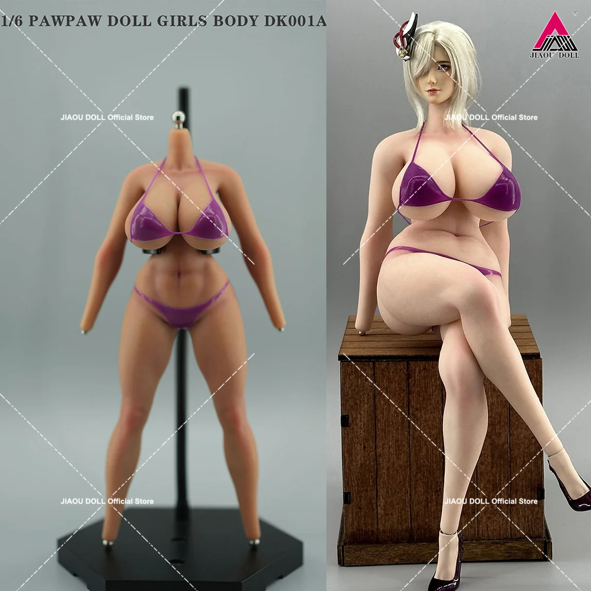 

PawPawDoll DK001A 1/6 Plump Oversize Breast Seamless Girl Body Makeup Platinum Silicone 12'' Female Soldier Action Figure Dolls