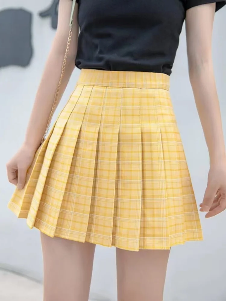 

Новая женская модная плиссированная юбка А-силуэта в клетку с завышенной талией, не просвечивающая, весна 2024, из полиэстера