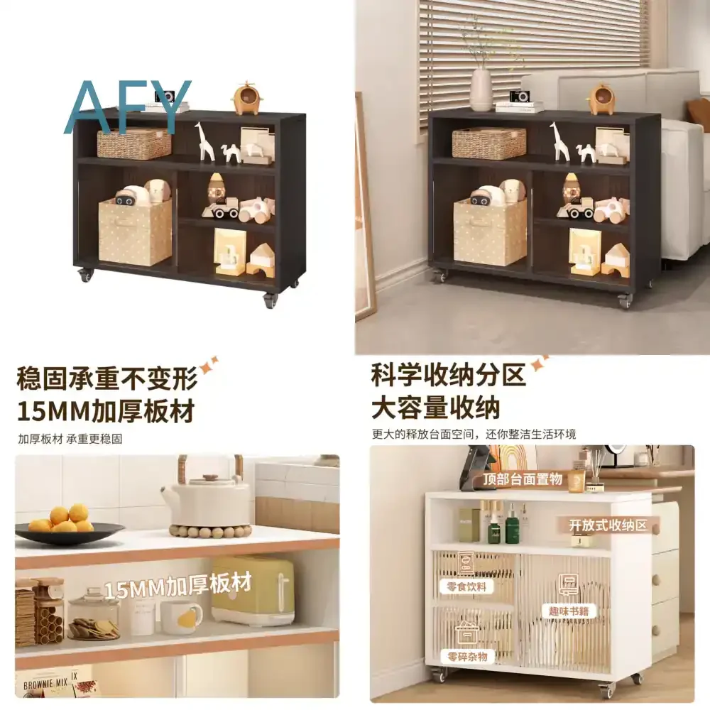 Book Shelf for Kids Toy Storage Rack for Small Spaces Multi-Layer Wooden Partition Shelf Narrow Edge Mobile Sofa Simple Style