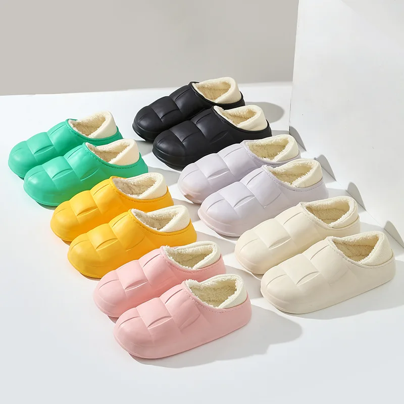 Winter Home Cotton Shoes Women's Thickened, Anti Slip, Waterproof, Snow Proof, Warm External Wear Cotton Slippers For Men