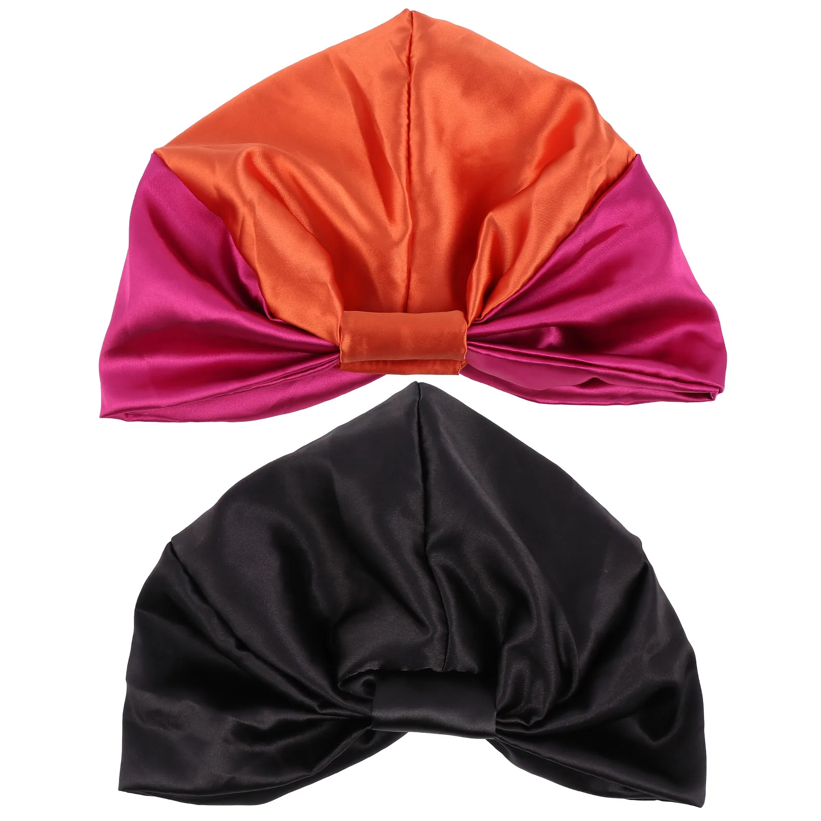 

2 pcs Caps Lightweight Elastic Polyester Bonnet For Women Sleep Turban Hat Hair Care Fade Resistant