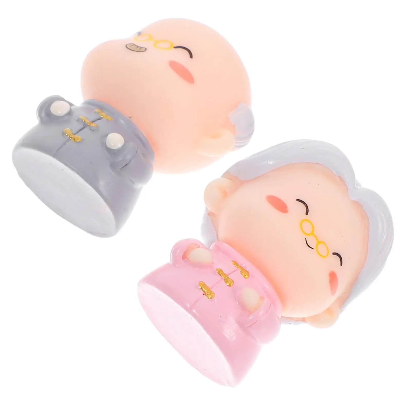 

2 Pcs Cake Decorating for Seniors Grandparents Statue Bust Miniature Elderly Figurines Lovers