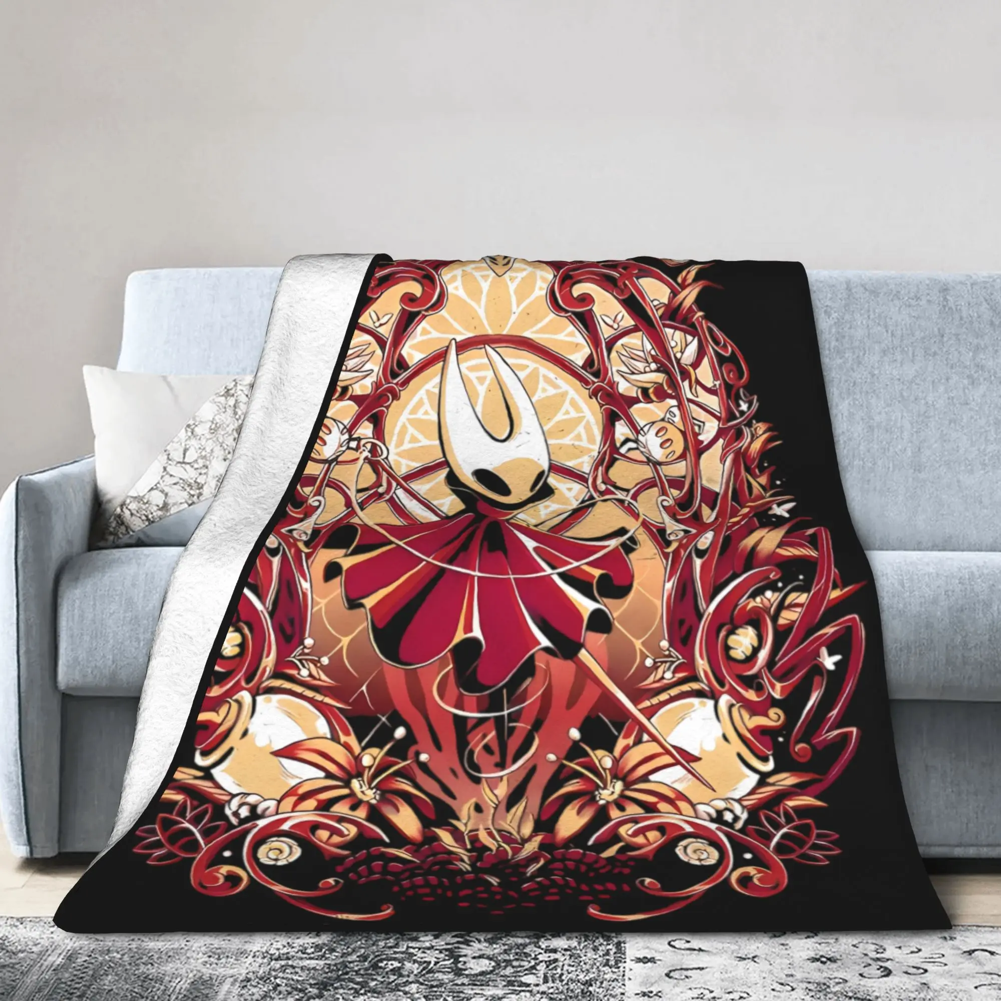 Hornet Hollow Knight Silksong Blanket Fleece Gothic Indie Game Soft Throw Blankets for Bedroom Sofa Quilt Portable
